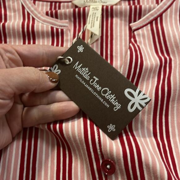 NEW Matilda Jane Valentines Red and Pink Striped Midi Dress Women's Size XS - Picture 4 of 10